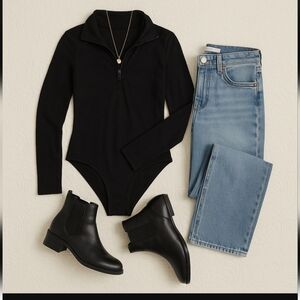 Black Ambiance Long Sleeve Bodysuit | Soft Stretch Knit Classic Wardrobe Staple